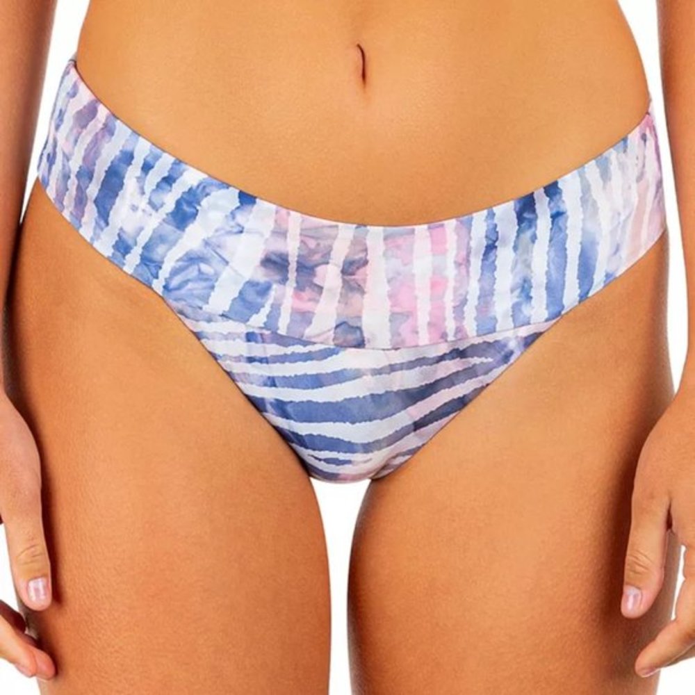 Hurley Zebra Color Wash Banded‎ Waist Bikini Swim Bottoms S